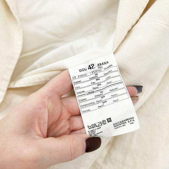 Dolce & Gabanna Womens Academia Career Preppy Italy Linen Blend Blazer Jacket 42 - Picture 5 of 11